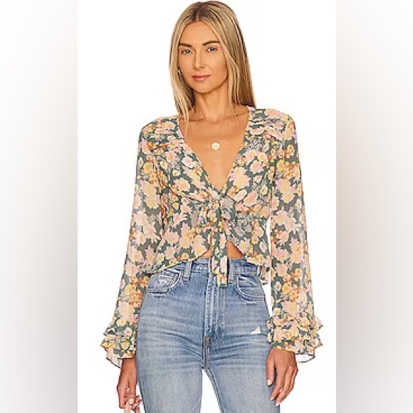 Free People Maybel floral long sleeve blouse - Picture 1 of 11
